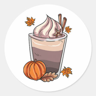 Autumn Coffee Fall Classic Round Sticker