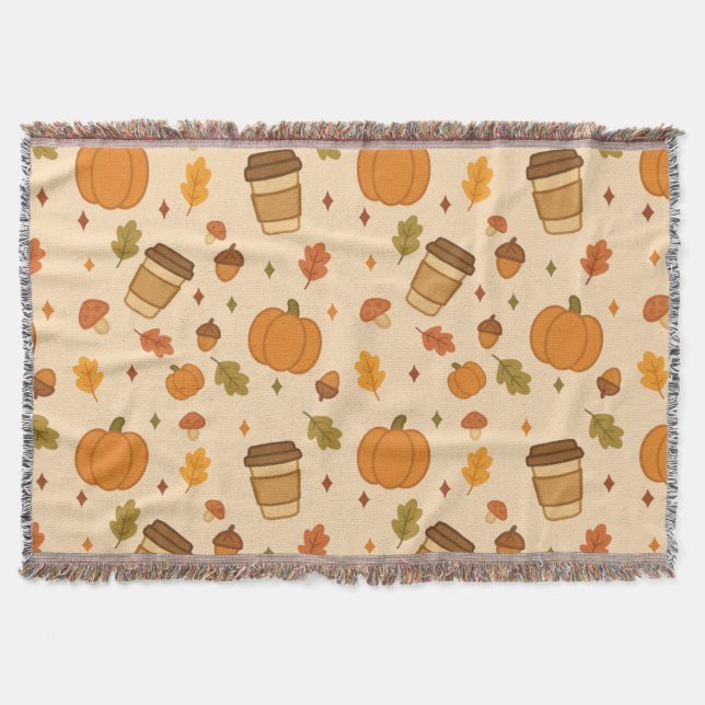 Autumn Coffee Throw Blanket (Front)