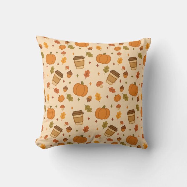 Autumn Coffee Throw Pillow (Front)