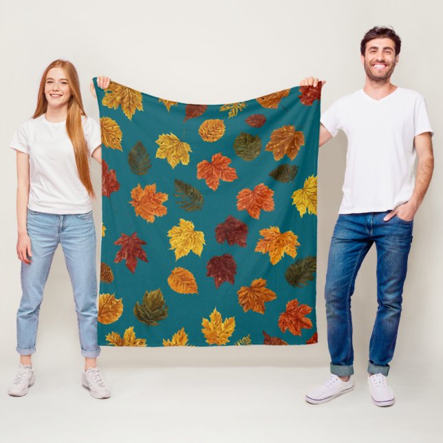 Autumn colored leaves fleece blanket (In Situ)