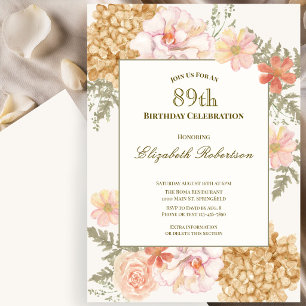 Autumn Colors Floral 89th Birthday Invitation