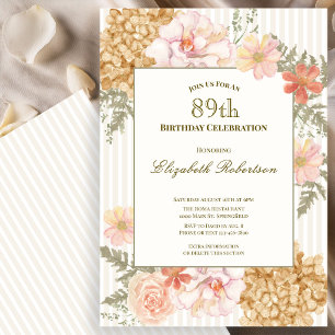 Autumn Colors Floral 89th Birthday Invitation