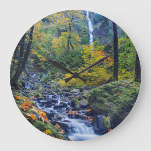 Autumn Colour Along Starvation Creek Falls 2 Large Clock