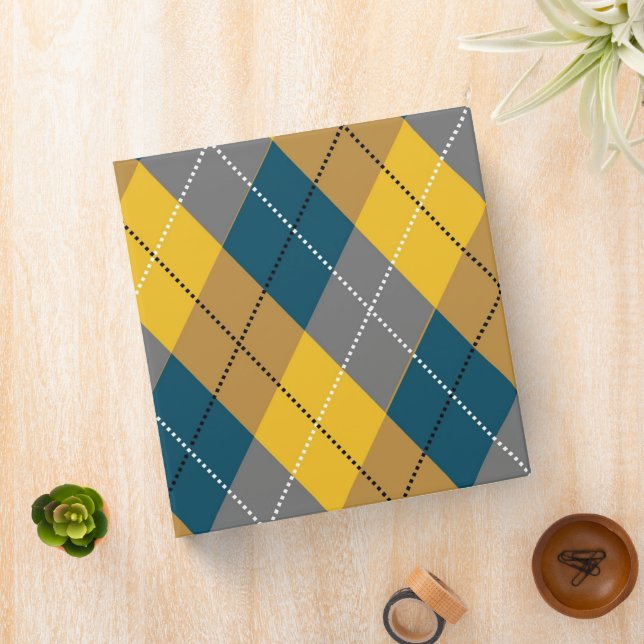 Autumn Colour Argyle Geometric Plaid Pattern Binder (In Situ)