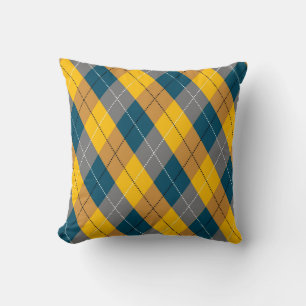 Autumn Colour Argyle Geometric Plaid Pattern Throw Pillow
