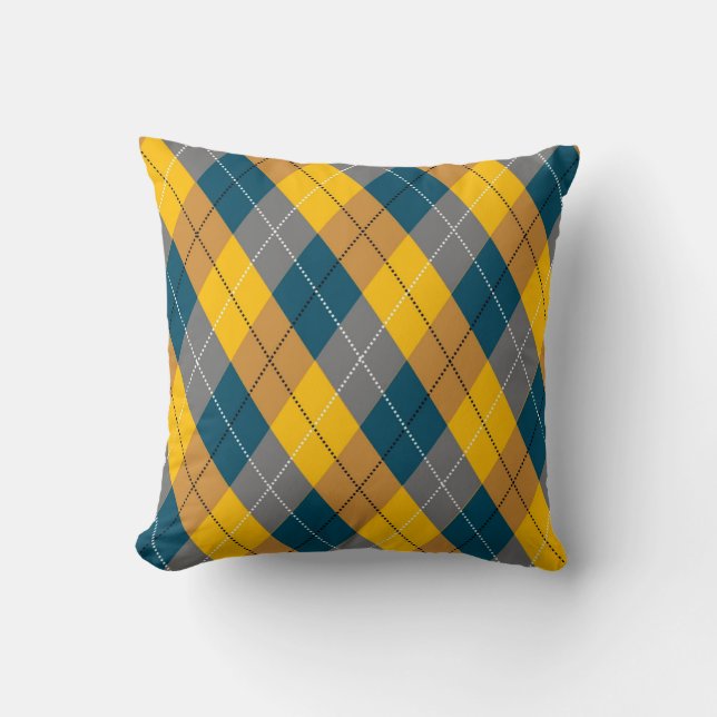 Autumn Colour Argyle Geometric Plaid Pattern Throw Pillow (Front)
