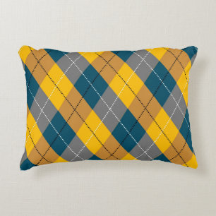 Autumn Colour Argyle Plaid Yellow Brown Pattern Accent Pillow