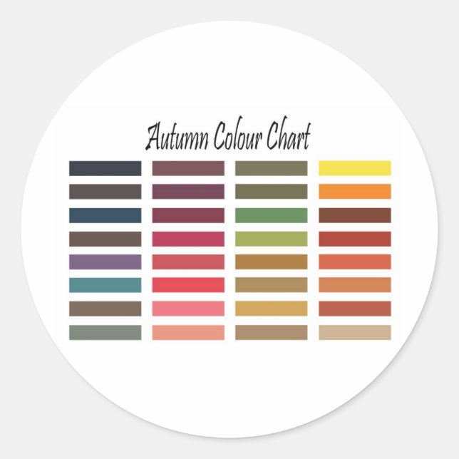 Autumn colour chart classic round sticker (Front)