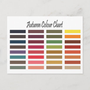Autumn colour chart postcard