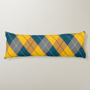 Autumn Colour Geometric Plaid Yellow Brown Pattern Body Pillow