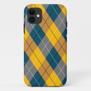 Autumn Colour Geometric Plaid Yellow Brown Pattern iPhone 11 Case