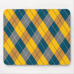 Autumn Colour Geometric Plaid Yellow Brown Pattern Mouse Pad