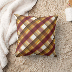 Autumn Colour Plaid Pattern Throw Pillow