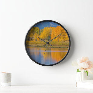 Autumn Coloured Aspen Trees Clock