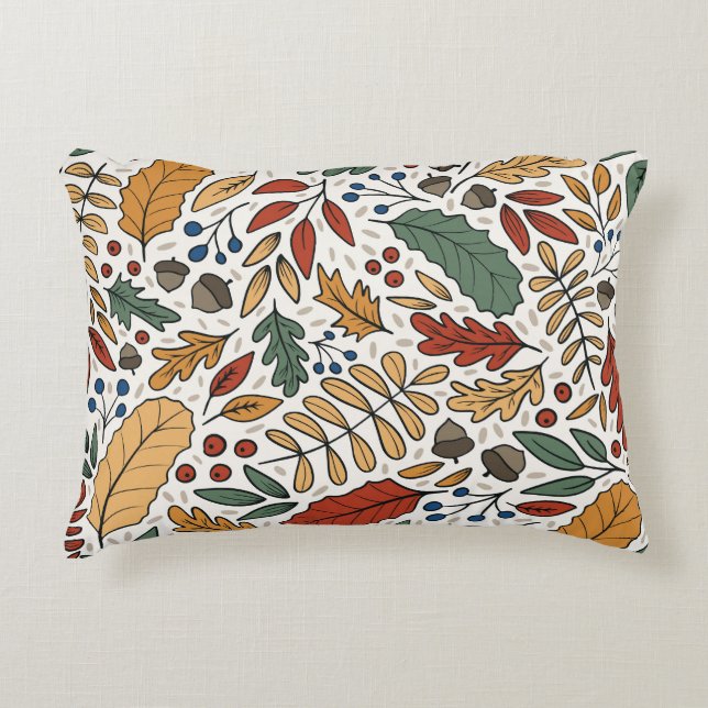 Autumn Coloured Leaf Square Design Accent Pillow (Front)