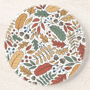 Autumn Coloured Leaf Square Design Coaster