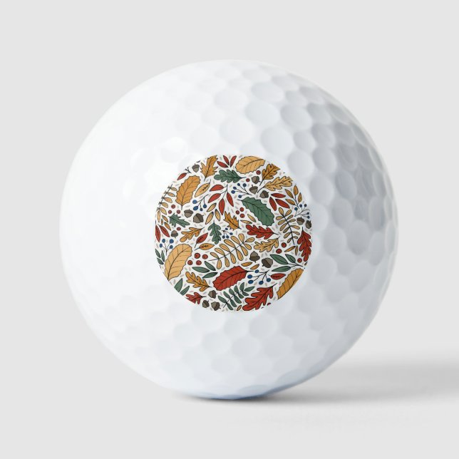 Autumn Coloured Leaf Square Design Golf Balls (Front)