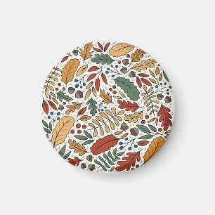 Autumn Coloured Leaf Square Design Magnet