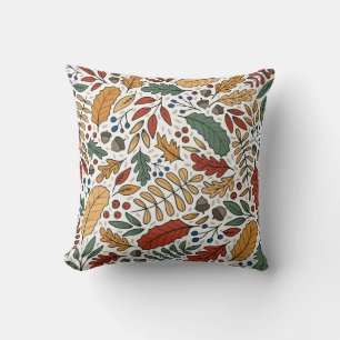Autumn Coloured Leaf Square Design Throw Pillow