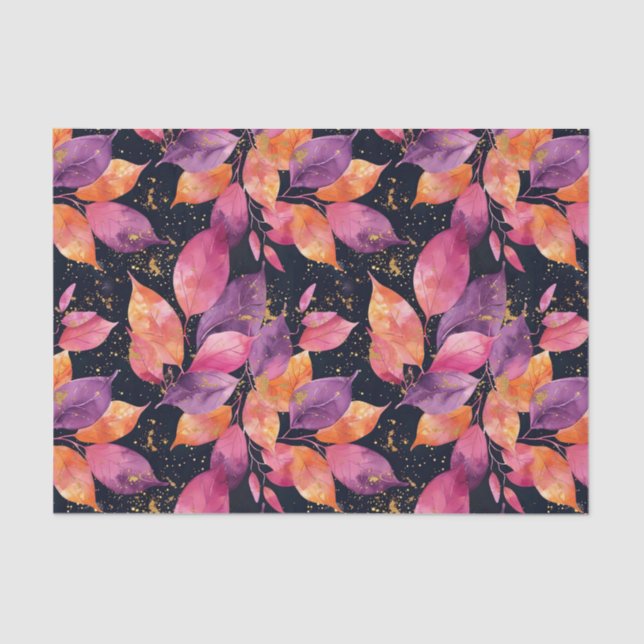 Autumn colourful Fall Leaves Rustic Decoupage Tissue Paper (Front)