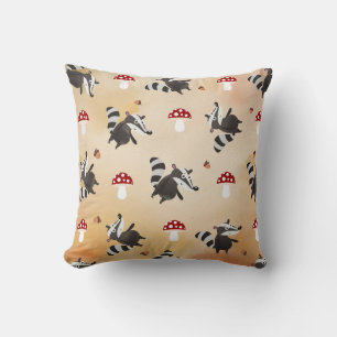 Autumn Colourful Fall Woodland Funny Comic Badger Throw Pillow