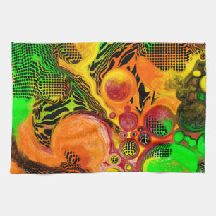 Autumn Colours Abstract Pour Painting Kitchen Towel