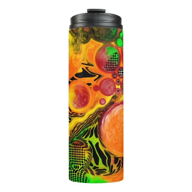 Autumn Colours Abstract Pour Painting Thermal Tumbler (Front)