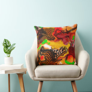 Autumn Colours Abstract Pour Painting   Throw Pillow