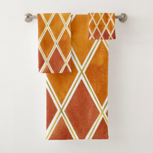 Autumn Colours and Gold Texture Harmony Bath Towel Set