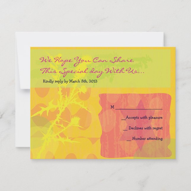 Autumn Colours Bar Bat Mitzvah Reply Card (Front)