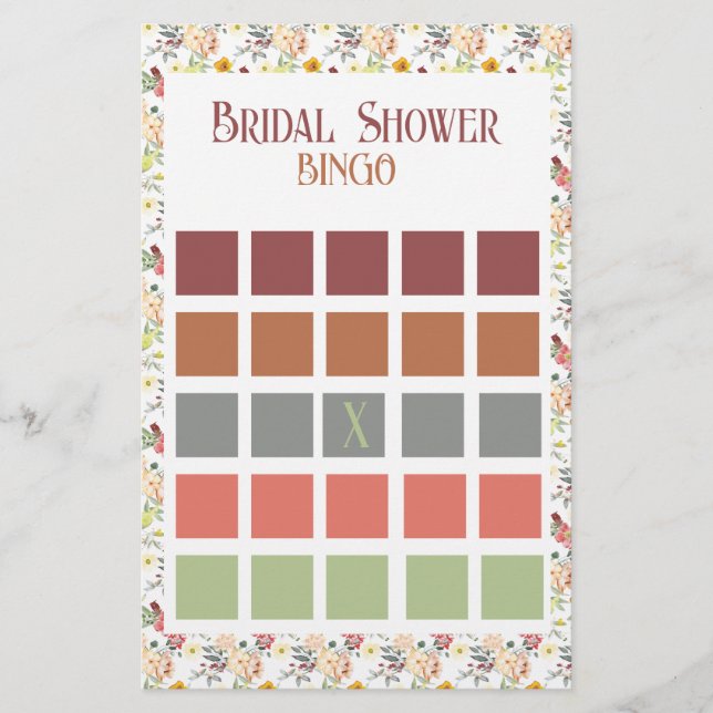 Autumn Colours Bridal Shower Bingo  Flyer (Front)