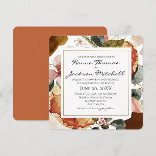Autumn Colours Fall Floral Watercolor Wedding Invitation