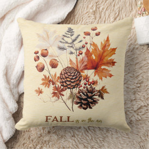 Autumn Colours Fall In the Air Forest Leaf Bouquet Throw Pillow