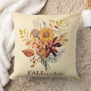 Autumn Colours Fall In the Air Wildflower Bouquet Throw Pillow