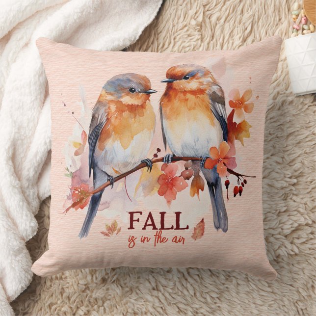 Autumn Colours Fall Is In the Air Birds on a Branc Throw Pillow (Blanket)