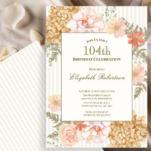 Autumn Colours Floral 104th Birthday Invitation