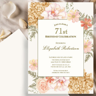 Autumn Colours Floral 71st Birthday Invitation