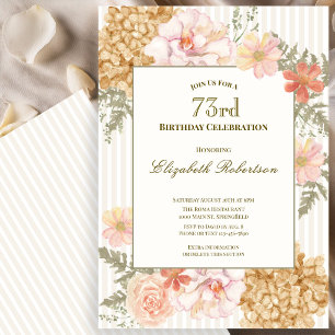 Autumn Colours Floral 73rd Birthday Invitation