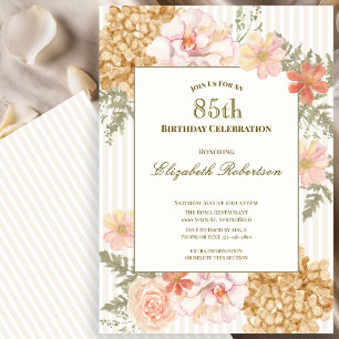 Autumn Colours Floral 85th Birthday Invitation