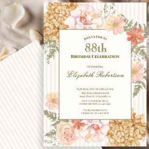 Autumn Colours Floral 88th Birthday Invitation