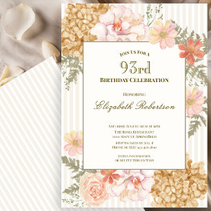 Autumn Colours Floral 93rd Birthday Invitation
