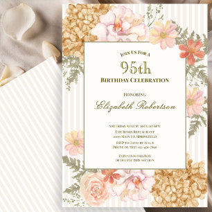 Autumn Colours Floral 95th Birthday Invitation