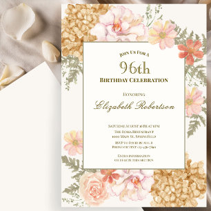 Autumn Colours Floral 96th Birthday Invitation