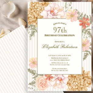 Autumn Colours Floral 97th Birthday Invitation