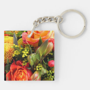 Autumn Colours Flower Bouquet Photo Keychain