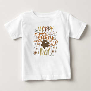 Autumn Colours Happy Turkey Day Cute Thanksgiving Baby T-Shirt