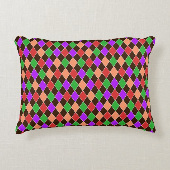 Autumn Colours Harlequin Accent Pillow (Front)