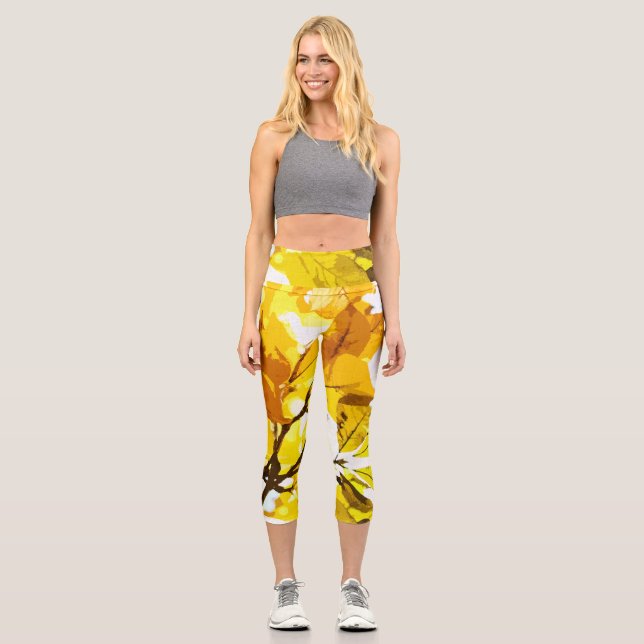 Autumn colours, leaves capri leggings (Front)
