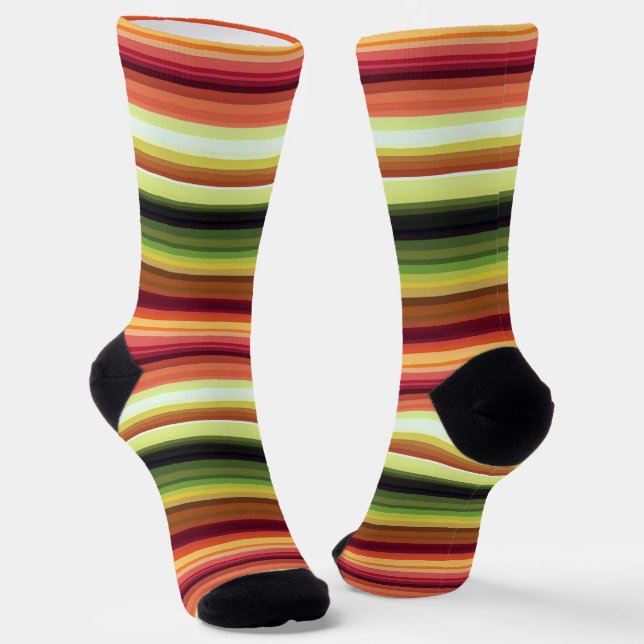 Autumn Colours Lines Socks (Angled)