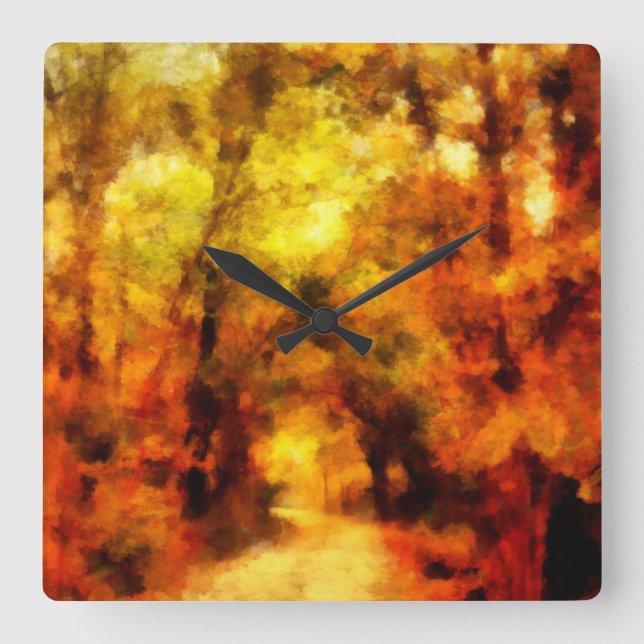 Autumn colours of the forest | Abstract Landscape Square Wall Clock (Front)